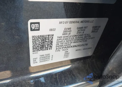 2022 Chevrolet Silverado 1500 2Wd Short Bed Custom из США, поврежденный, VIN 1GCPABEK6NZ610179